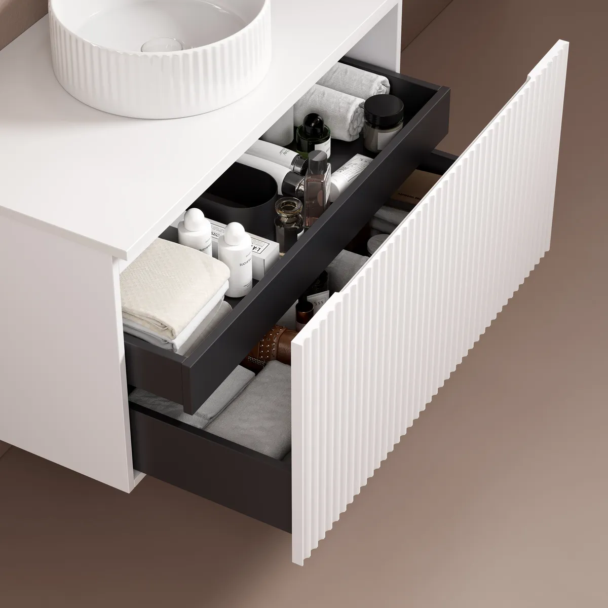 Linea Wall-Mounted Bathroom Vanity Cabinet with Inner Drawer - gallery view 1