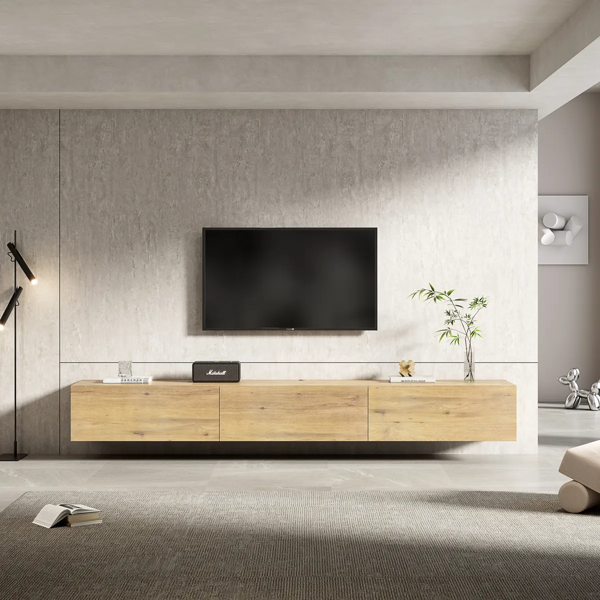 Oslo Wall Mounted Floating TV Cabinet with Drop-Down Doors & Cable Hole