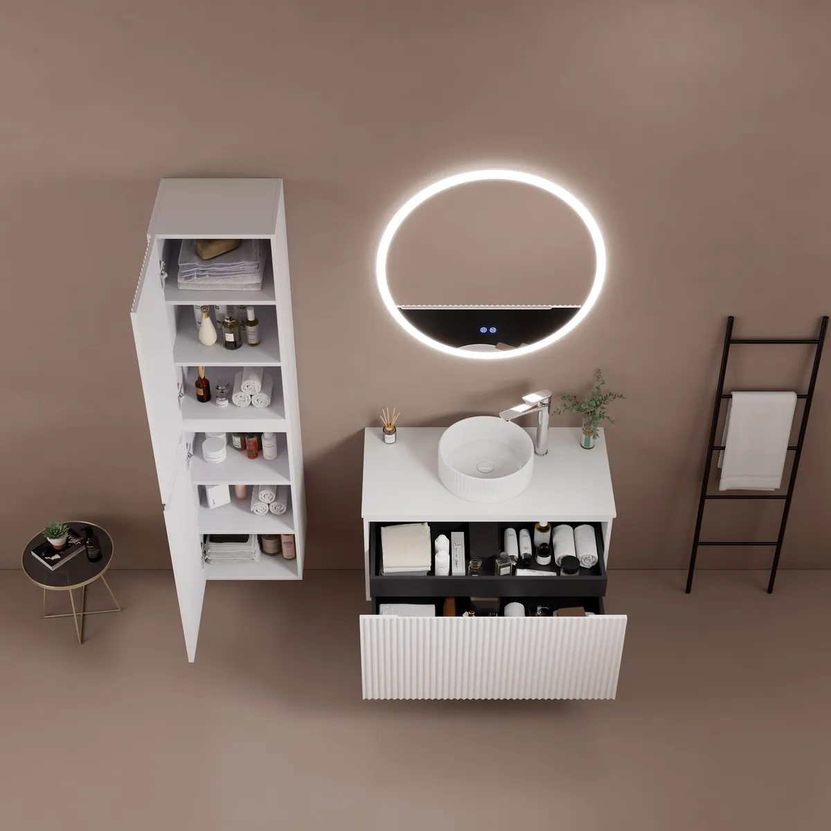 Linea Wall-Mounted Bathroom Vanity Cabinet with Inner Drawer - gallery view 2
