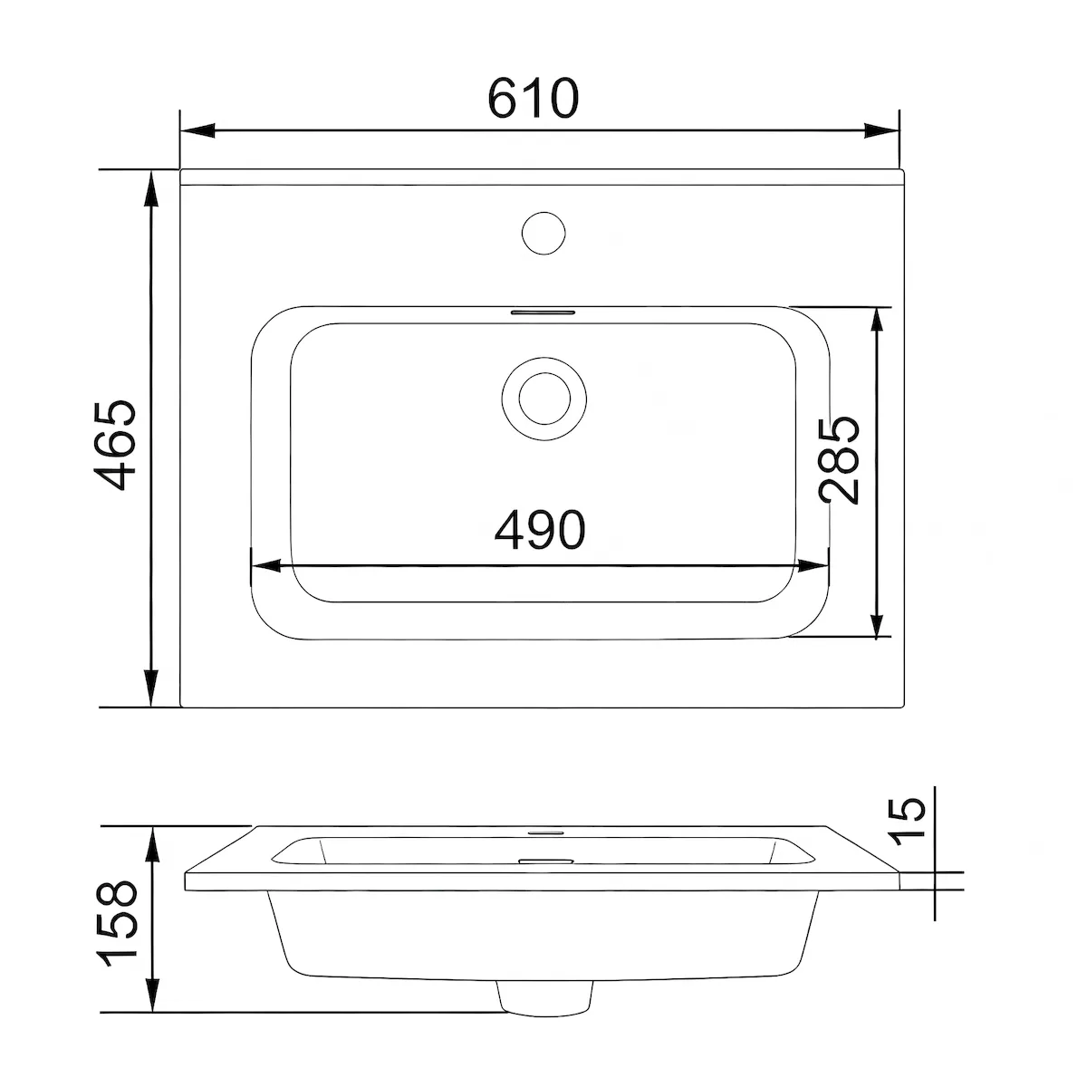LH-B600 Modern Rectangular Polymarble Vanity Basin - gallery view 1