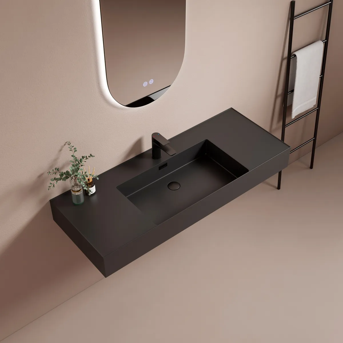 Trend Minimalist Wall-Mounted Basin with LED Mirror - gallery view 1