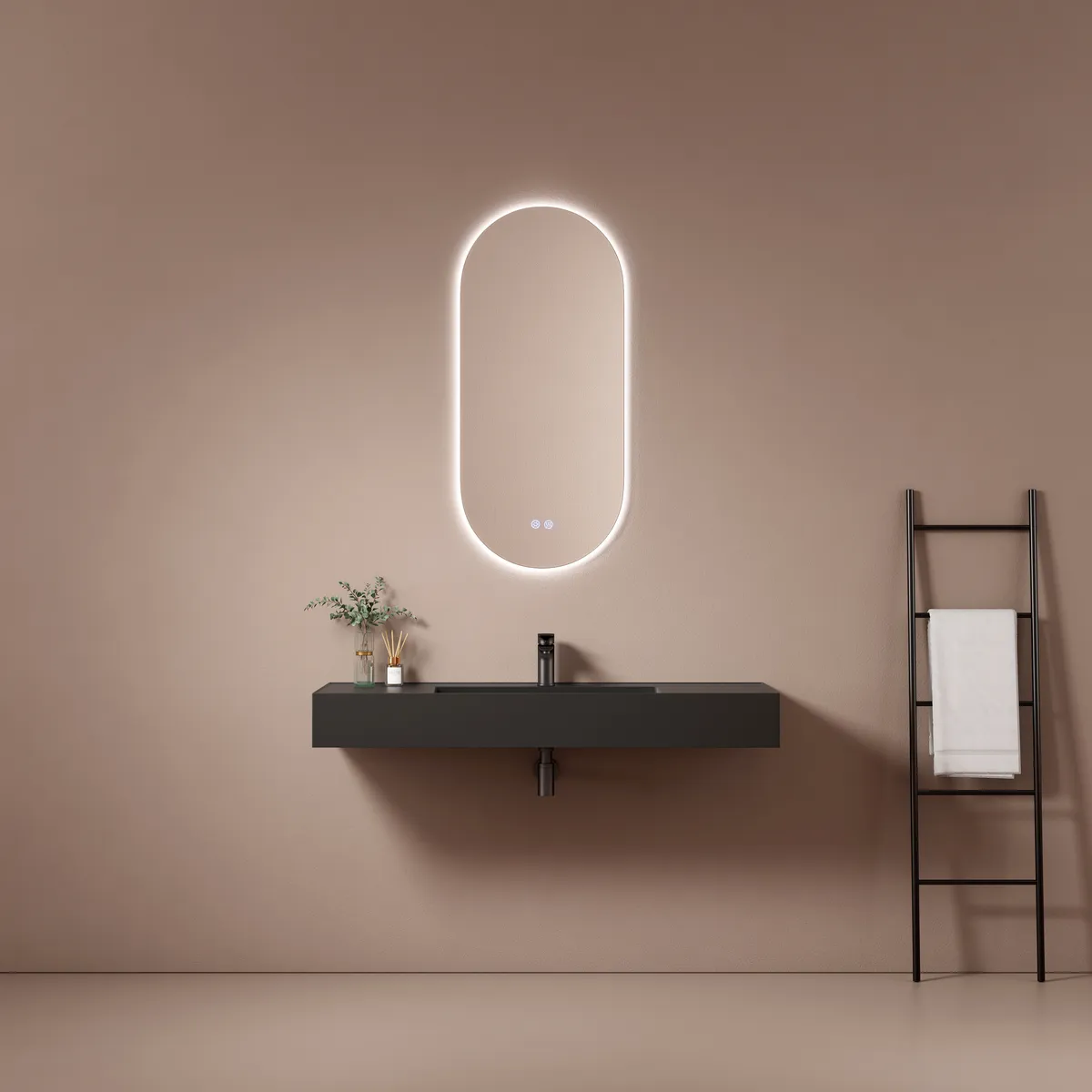 Trend Minimalist Wall-Mounted Basin with LED Mirror