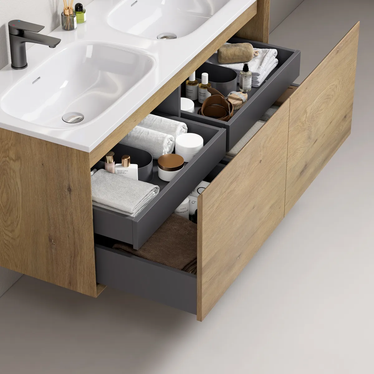 Aven Mitered Joint Modern Bathroom Vanity with Inner Drawer - gallery view 2