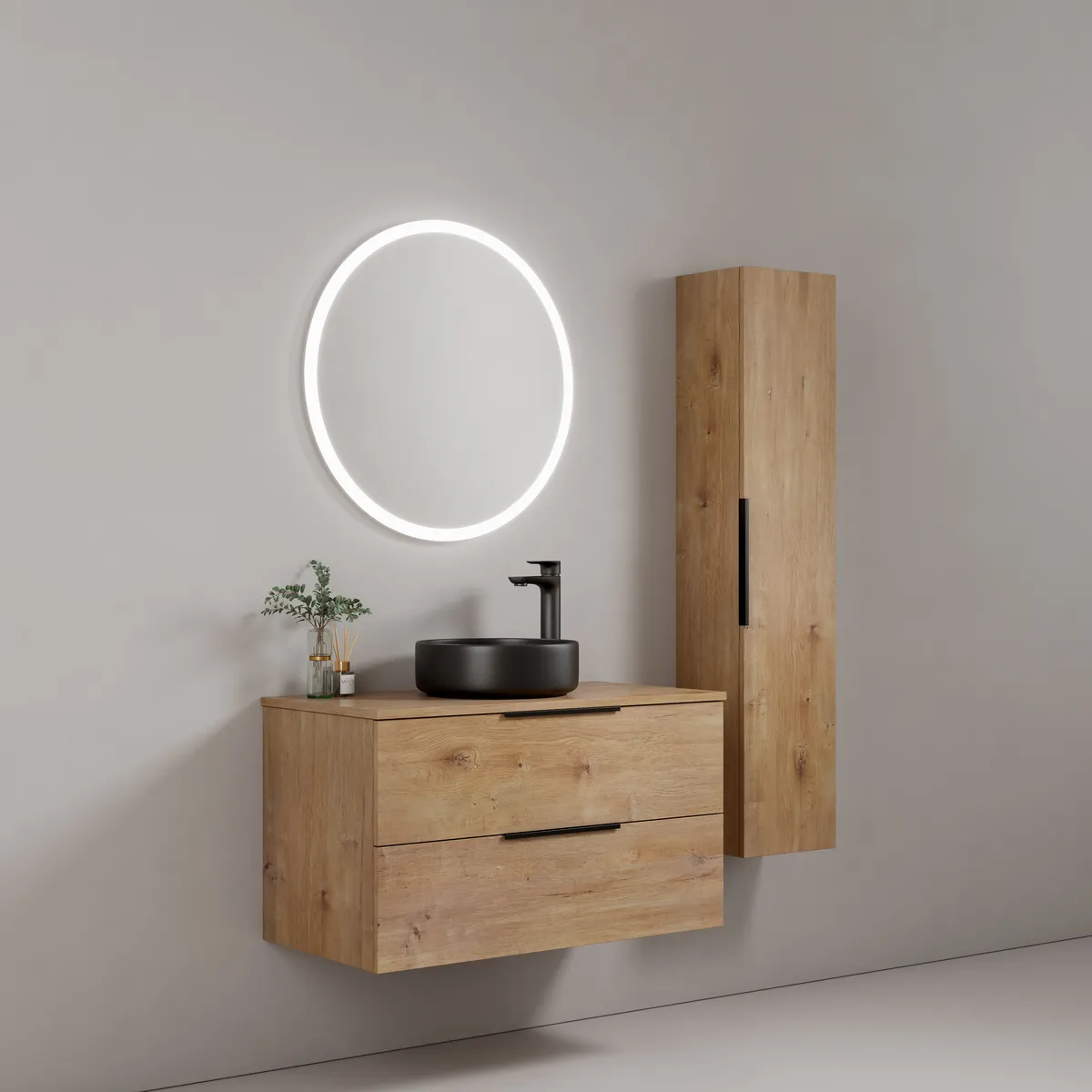 Kora Floating Bathroom Vanity Cabinet with Nordic Design in Natural Oak Finish - gallery view 2