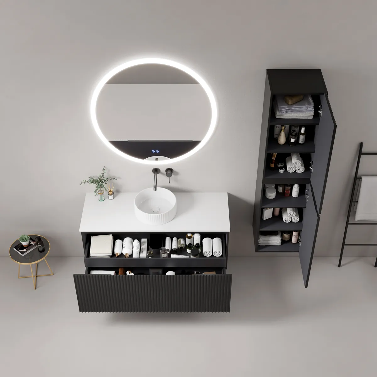 Linea Wall-Mounted Bathroom Vanity Cabinet with Inner Drawer - gallery view 3