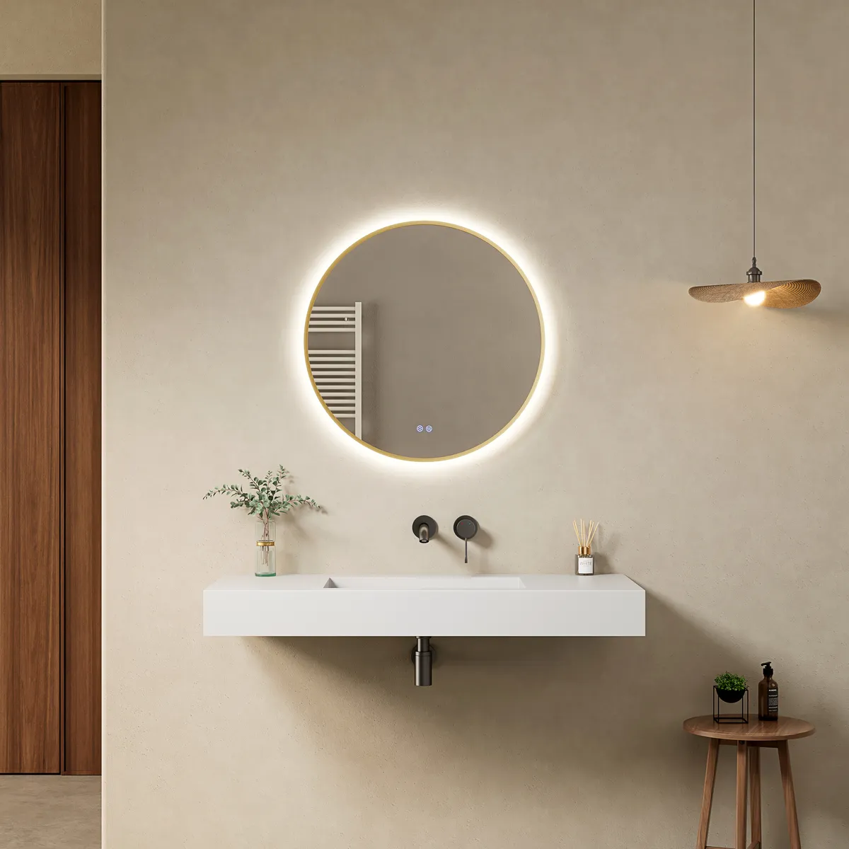 LM-R04 Gold framed Back-lit LED Mirror Bathroom Mirror - gallery view 3