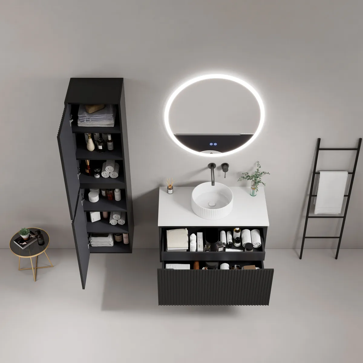 Linea Wall-Mounted Bathroom Vanity Cabinet with Inner Drawer - gallery view 3