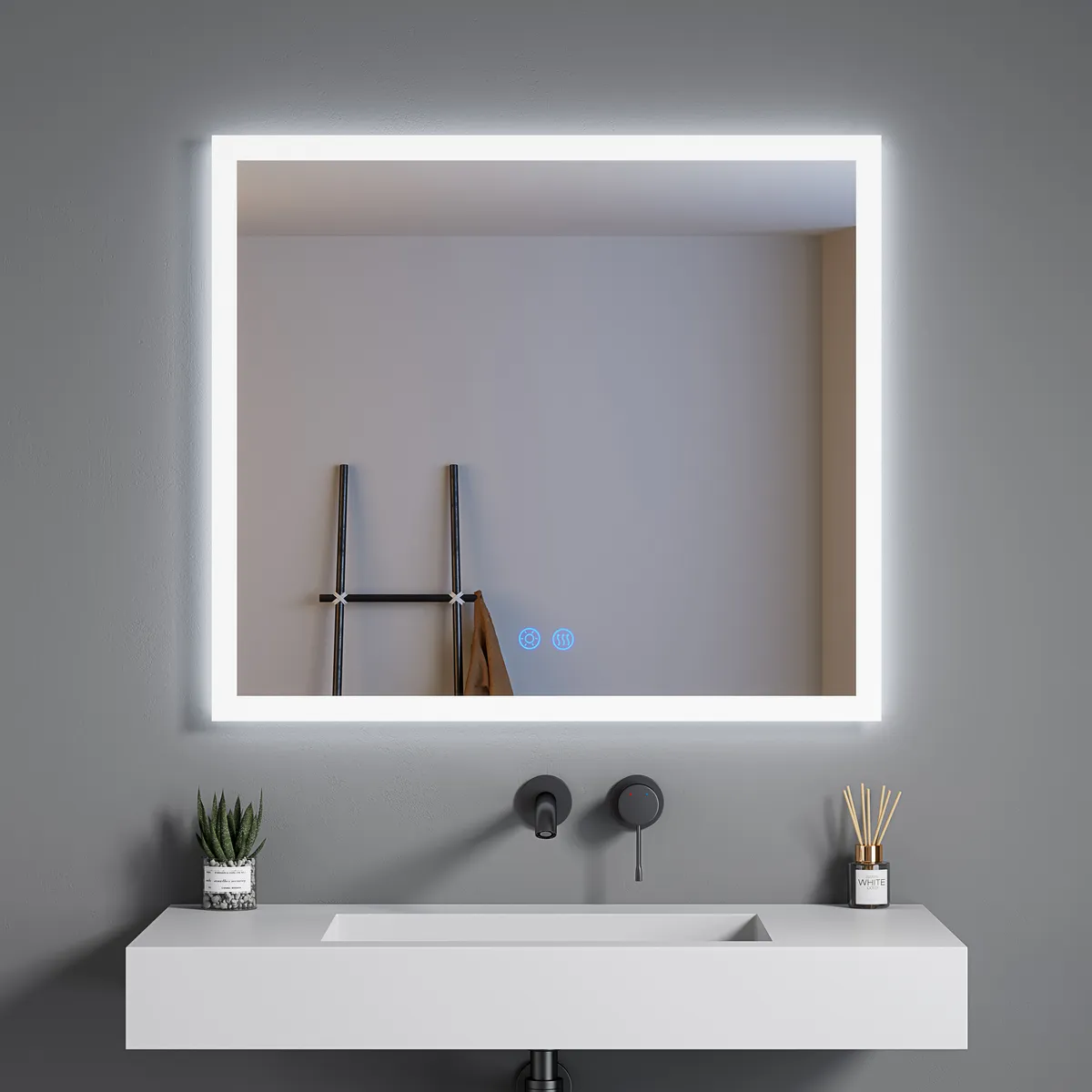 LM-S02 Frameless Full-Perimeter Front-Lit LED Mirror - gallery view 3