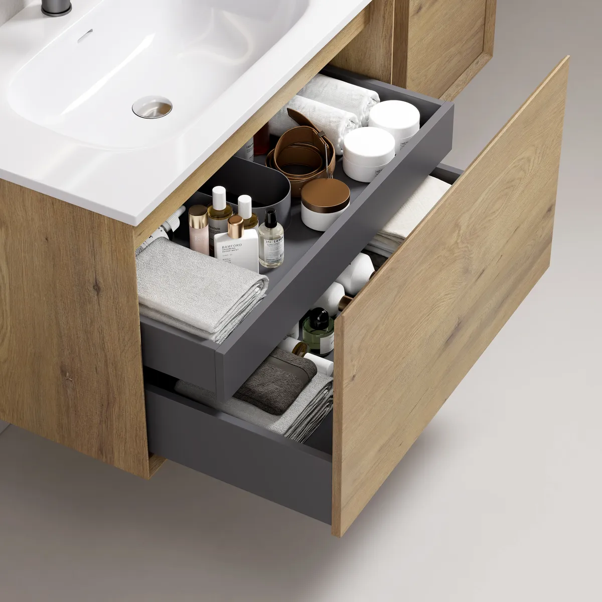 Aven Wall Mounted Bathroom Vanity Cabinet with 45° Miter Joint Design and Inner Drawer - gallery view 1