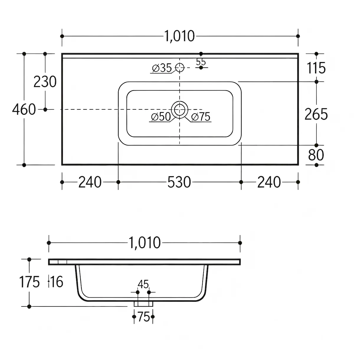 LH-CR1000 Rounded Intergrated Ceramic Vanity Basin(Bathroom Sink with Countertop) - gallery view 1