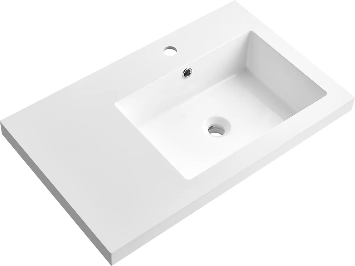 LH-F1000 Square Edge Vanity Basin with Thick Rim Design - 750 mm Right Offset option