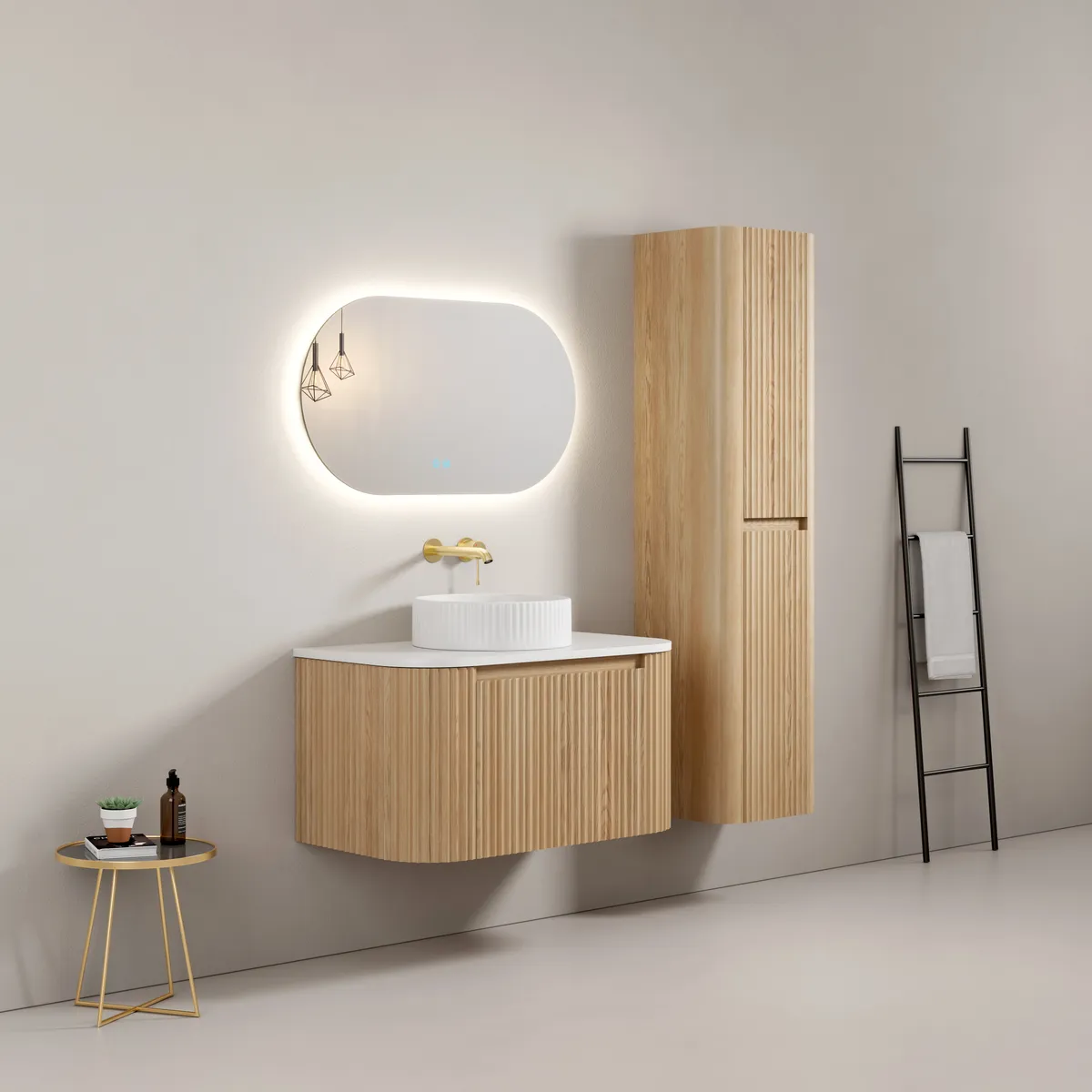 Madison Fluted Wall-Mounted Bathroom Vanity Cabinet with Single Vessel Basin - gallery view 1