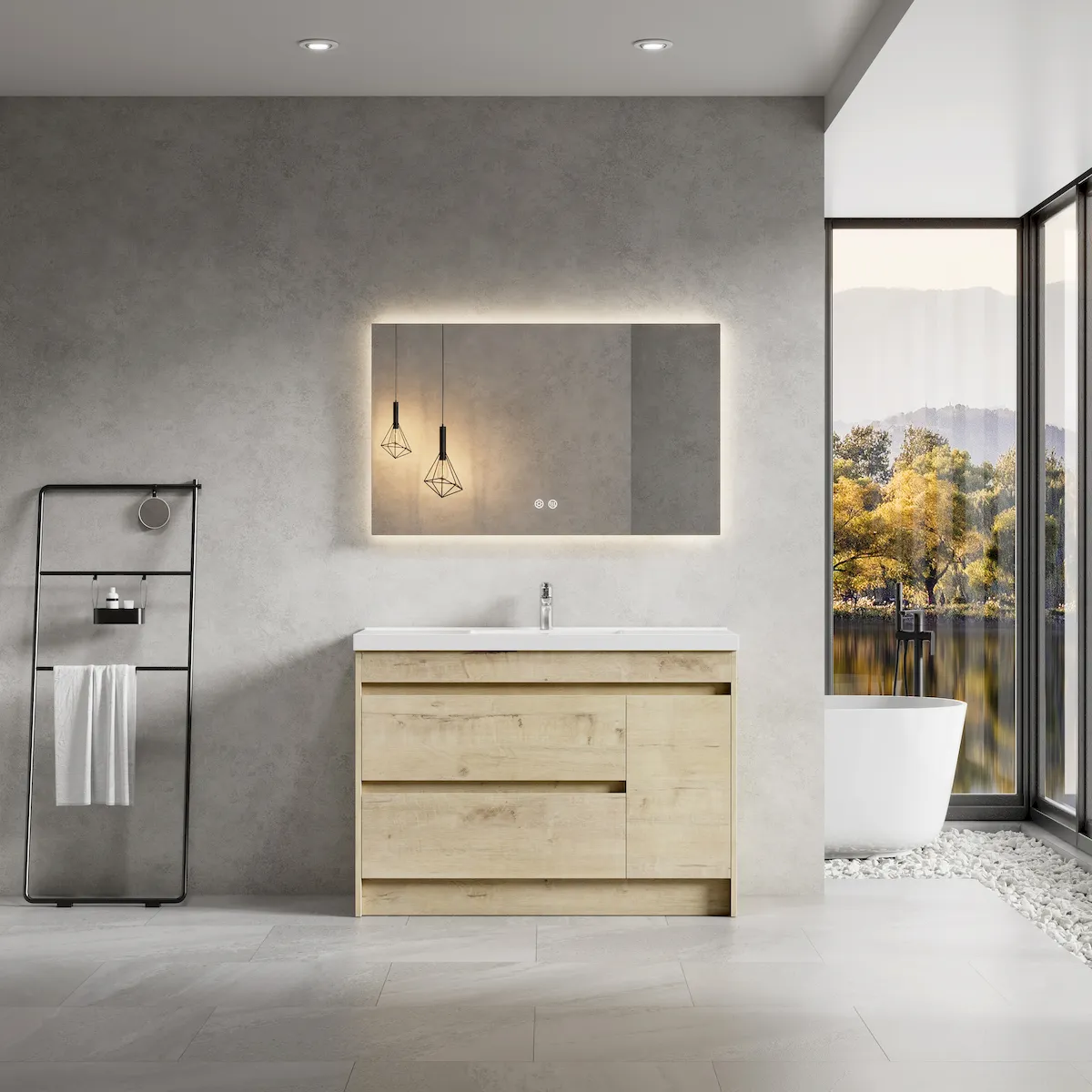 Terra Freestanding Bathroom Vanity Cabinet with Drawers and Doors