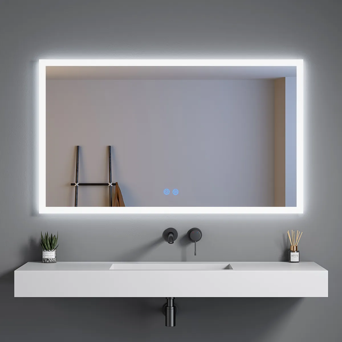 LM-S02 Frameless Full-Perimeter Front-Lit LED Mirror - gallery view 1