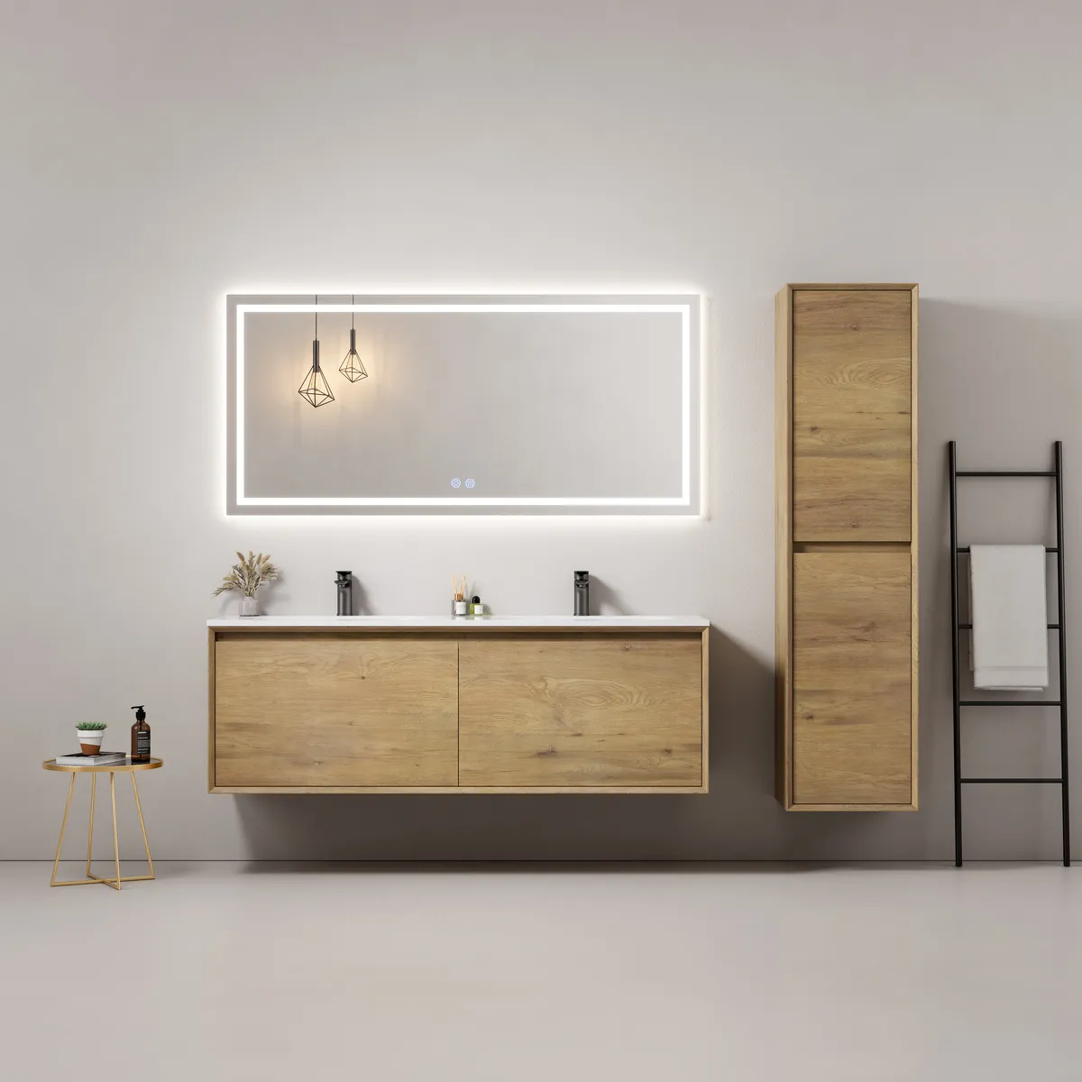 Aven Wall Mounted Bathroom Vanity Cabinet with 45° Miter Joint Design and Inner Drawer