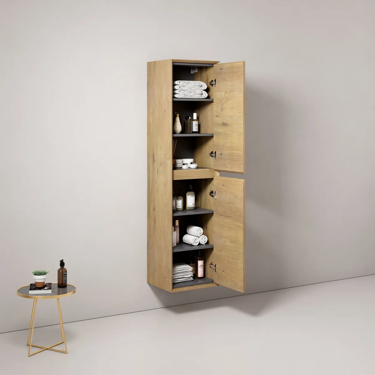 Aven Miter-Joint Wall-Mounted Side Cabinet - Seamless Flat Panel Double Door Unit - gallery view 3