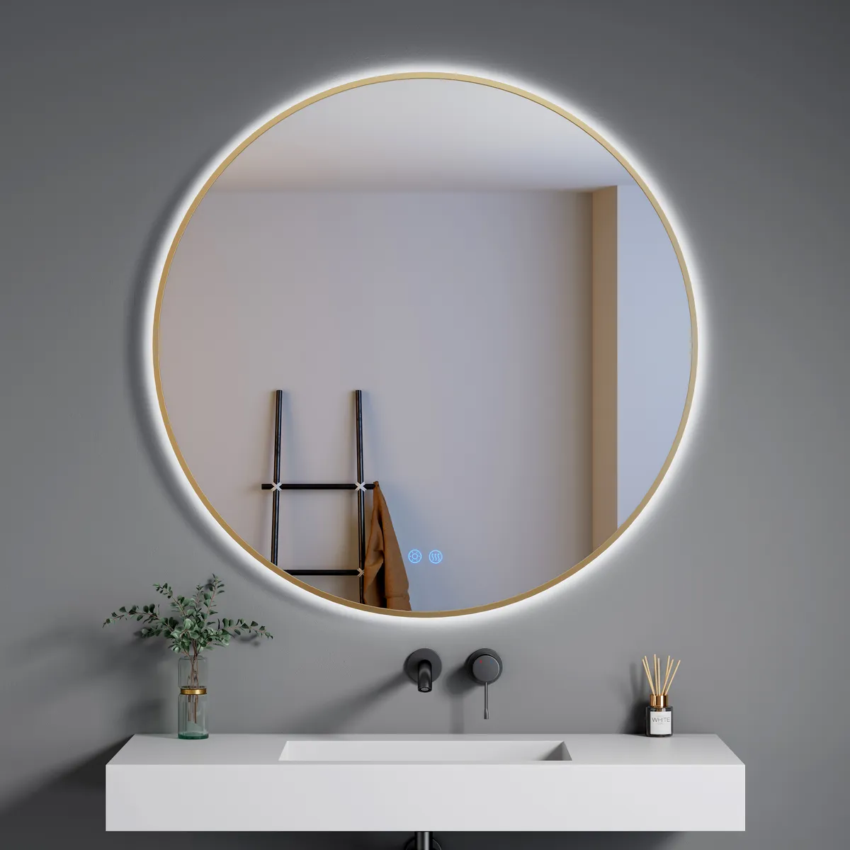 LM-R04 Gold framed Back-lit LED Mirror Bathroom Mirror