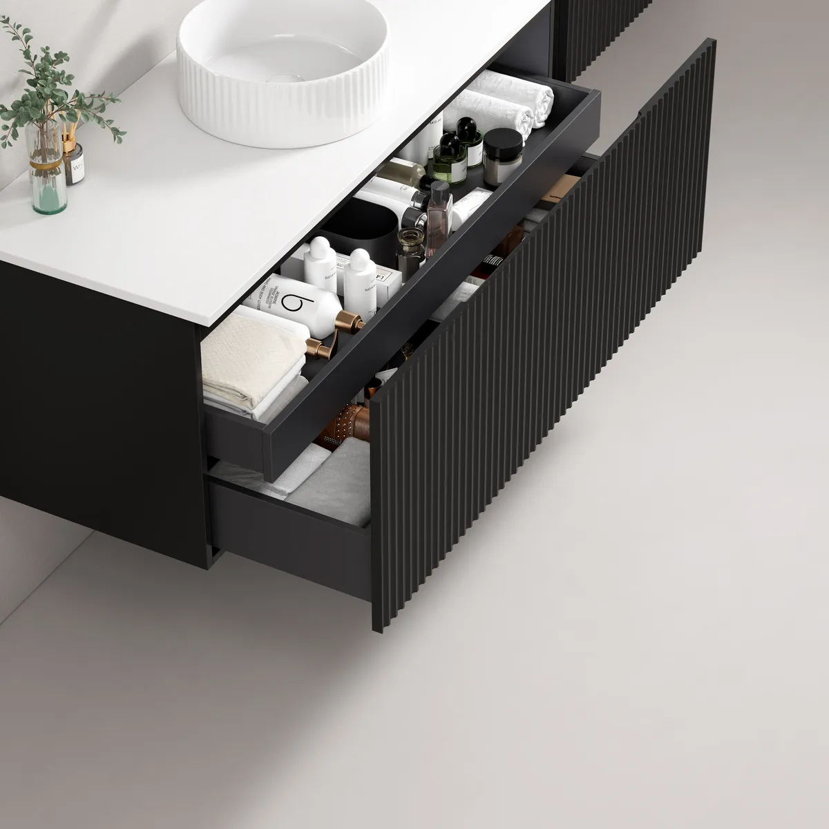 Linea Wall-Mounted Bathroom Vanity Cabinet with Inner Drawer - gallery view 2