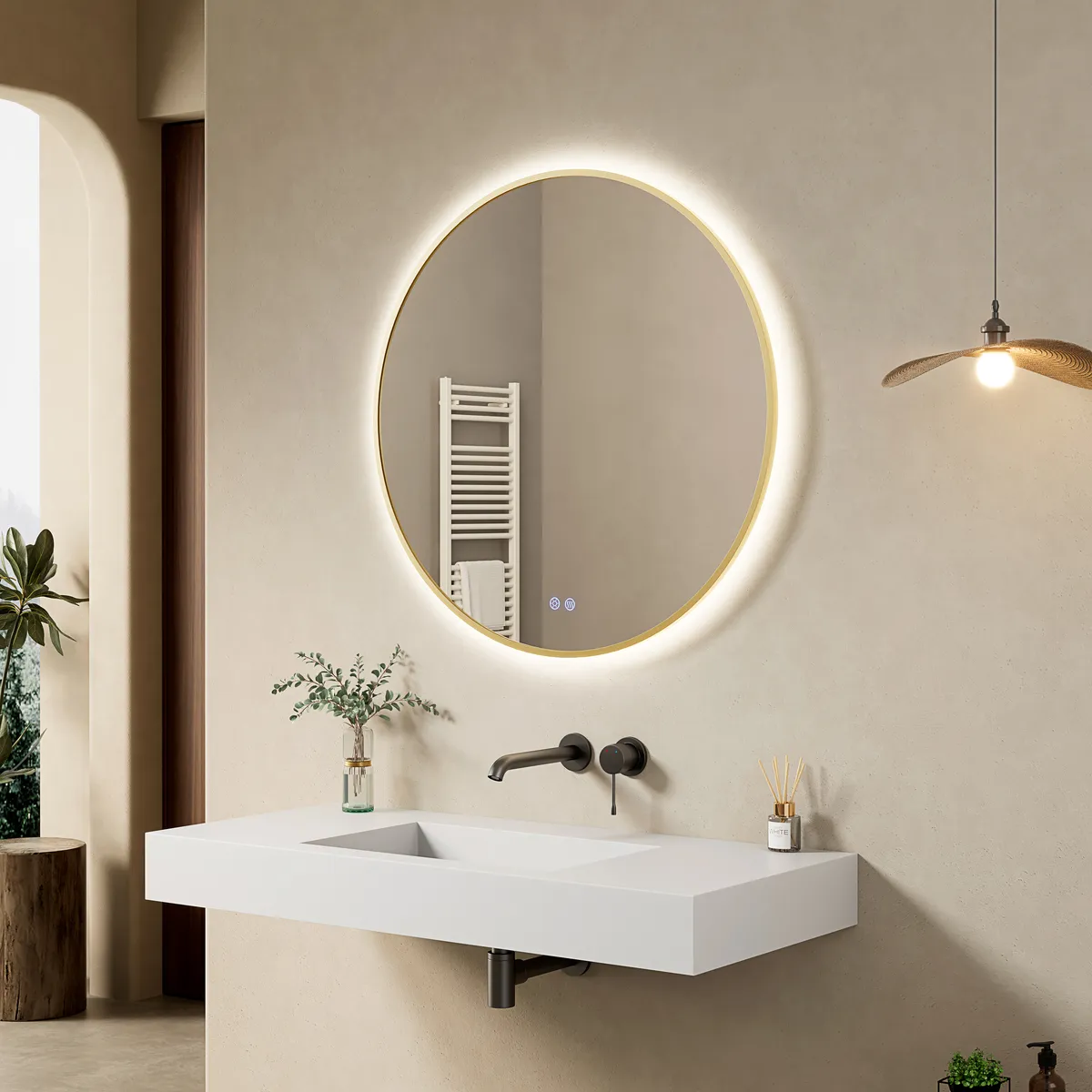 LM-R04 Gold framed Back-lit LED Mirror Bathroom Mirror - gallery view 1
