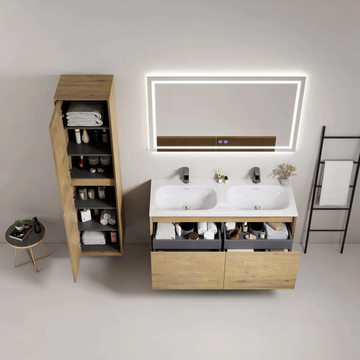 Aven Mitered Joint Modern Bathroom Vanity with Inner Drawer - gallery view 1