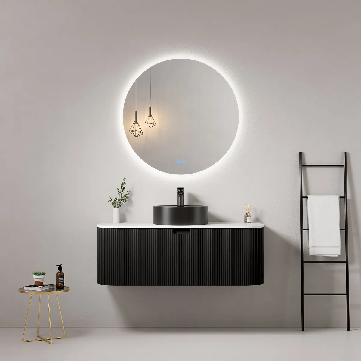 Costa Rounded Fluted Wall-Mounted Bathroom Cabinet Vanity